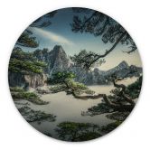 Holzbild Kiefernwald im Huang Shan Gebirge - NingYun Ye - Rund 