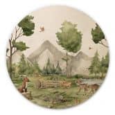 Kinderzimmer Holzbild Oliver Robins - Niedliche Tiere im Wald - Rund 