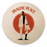Holzbild Imagine Peace - Zwei für Frieden und Hoffnung - Retrodrome - Rund 