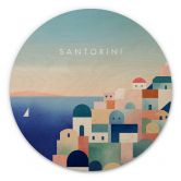 Holzbild Häuser von Santorini - Rivers - Rund 