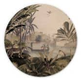 Holzbild Sir Edward - Landschaft mit Leoparden - Rund 
