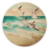 Holzbild Möwen am Strand - SpaceFrog Designs - Rund 