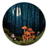 Wandcirkel Hout Bos en sterren bij nacht - SpaceFrog Designs 