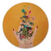 Holzbild Treechild - Bunte Blumen in Fridas Händen - Rund 