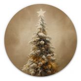 Holzbild Goldener Weihnachtsbaum - Treechild - Rund 