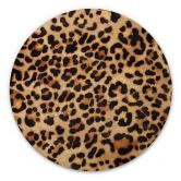 Holzbild Wilder Leopard - Animal Print - Tunaboylu - Rund 