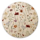 Tableau sur bois rond Fleurs sauvages multicolores - UN Designs 