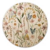 Wall Circle Wood Spring meadow with butterflies - UN Designs 