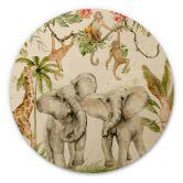 Holzbild Tiere im tropischen Dschungel - UN Designs - Rund 