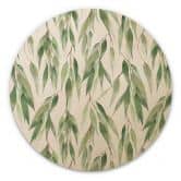 Holzbild Zweige mit grünen Blättern - UN Designs - Rund 