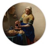 Holzbild Vermeer - Das Mädchen mit dem Milchkrug - Rund 