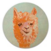 Holzbild Oranges Alpaca - Zwara - Rund 