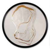 Poster Abstrakte Line Art in Gold und Beige - Alma - Rund 