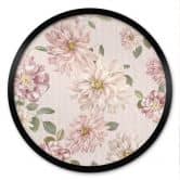 Poster Dahlias Shabby Chic Rose - Décorations Bloomery - Rond 