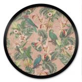 Poster Dschungel mit Papageien Rosa - Bloomery Decor - Rund 