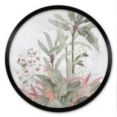 Poster Tropische Idylle mit Kolibri Blau - Bloomery Decor - Rund 