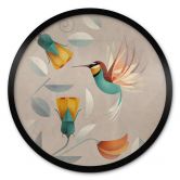 Poster Vogelbild - Kolibri Rund - Braun 