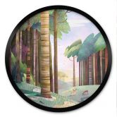 Poster Sonniger Wald mit Hirsch - DigitalArtsi - Rund 