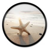Poster Funkelnder Seestern am einsamen Strand - Rund 