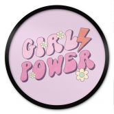 Poster Girl Power Retro Schriftzug Lila - Rund 