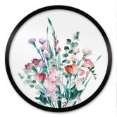 Poster Wilde bloemen boeket in de lente - Goed Blauw - Rond 