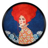 Poster Frau mit rotem Haar und Blüten - Hülya - Rund 