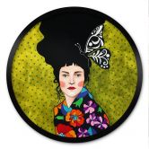Poster Frau mit Schmetterling im Haar - Hülya - Rund 