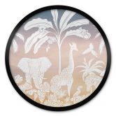 Poster Dschungelparadies mit Wildtieren - Ombre - Kikki Belle - Rund 