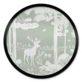 Poster Waldidylle in Grün - Oase für Wildtiere - Kikki Belle - Rund 