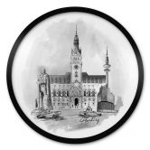 Ronde Poster Love your City - Hamburg zwart wit illustratie 