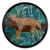 Kinderzimmer Poster Leopard im smaragdgrünen Dschungel - Manovski - Rund 