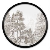 Poster bos met boslandschap in beige - Ms Tiff - Rond 