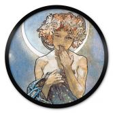 Poster Mucha - Sterne: Der Mond - Rund 