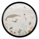 Poster Wale und ihre Freunde in der Unterwasserwelt - Kinderzimmer - Oliver Robins - Rund 