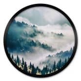 Poster Geheimnisvoller Nebel im Wald - SpaceFrog Designs - Rund 