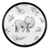 Poster Niedlicher Babyelefant zwischen Boho-Zweigen - UN Designs - Rund 