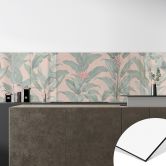 Selbstklebende Küchenrückwand Urban Jungle Tropenblätter Rosa - Bloomery Decor 