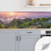 Selbstklebende Küchenrückwand Seo - Grüne Berglandschaft 