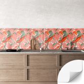 Self-adhesive kitchen splashback Coral red flowers - Treechild 