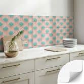 Self-adhesive kitchen splashback diamond pattern in turquoise and pink - Treechild 