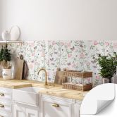 Self-adhesive ktichen panel Pink roses in spring - UN Designs 