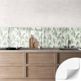 Self-adhesive kitchen splashback branches with green leaves - UN Designs 