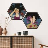 Hexagon - Holz Birke-Furnier - Hülya - Augenblicke (2-teilig) 