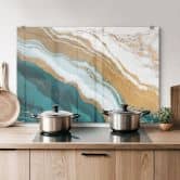 Spritzschutz Marmor-Fluss aus Gold und Jade - Alpenglow Workshop 