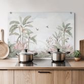 Spritzschutz Tropische Idylle mit Kolibri Blau - Bloomery Decor 