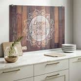 Spritzschutz Oriental Wood + Wunschtext 