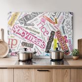 Spritzschutz Schnipselcollage mit Geschmack 