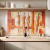 Spritzschutz Schüßler - Vier Figuren in Orange 