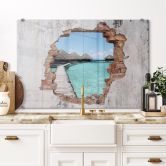Spritzschutz 3D Optik - Strandhaus Malediven 