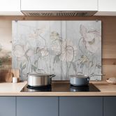 Spritzschutz Blumen im Vintage Stil in Grau - Ms Tiff 